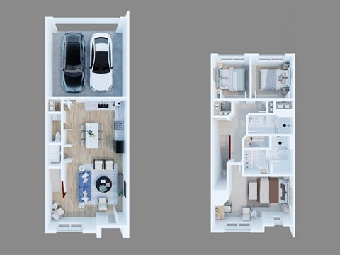 Floor plan for 3 beds, 2.5 baths, 1542 sqft